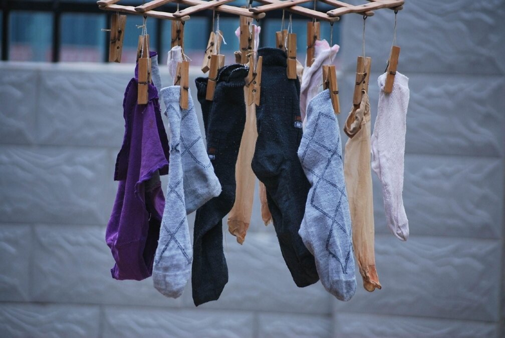 Chaussettes en train de sécher